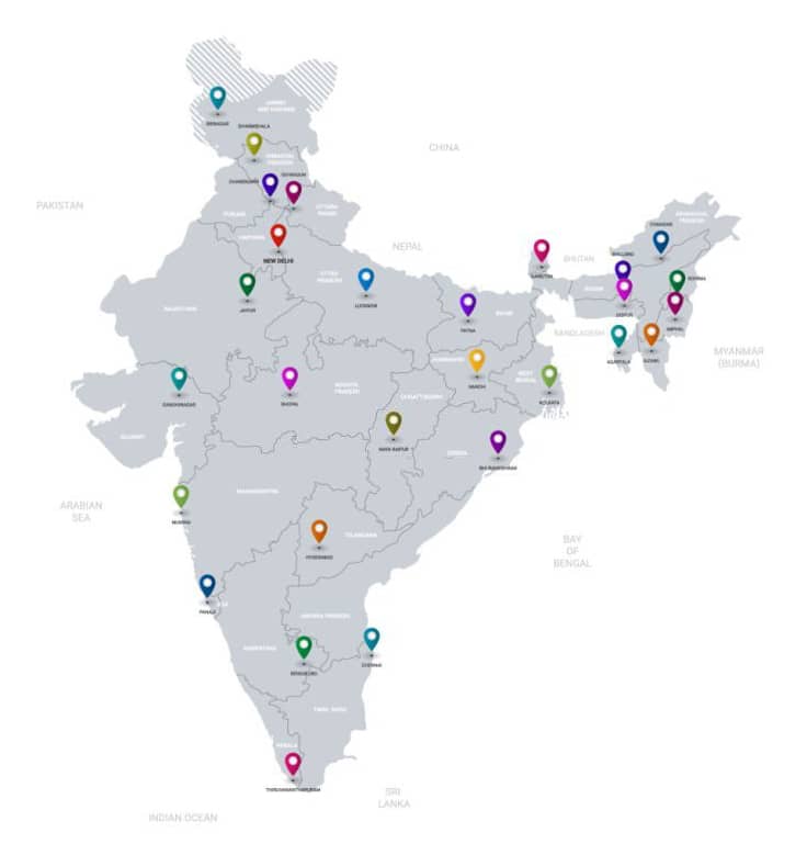 India Map MIIT Centers Illustration